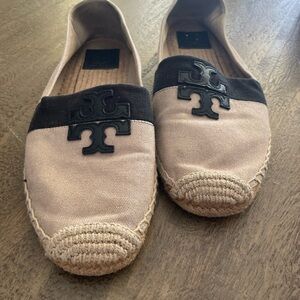 Tory Burch Beige and Black Espadrilles